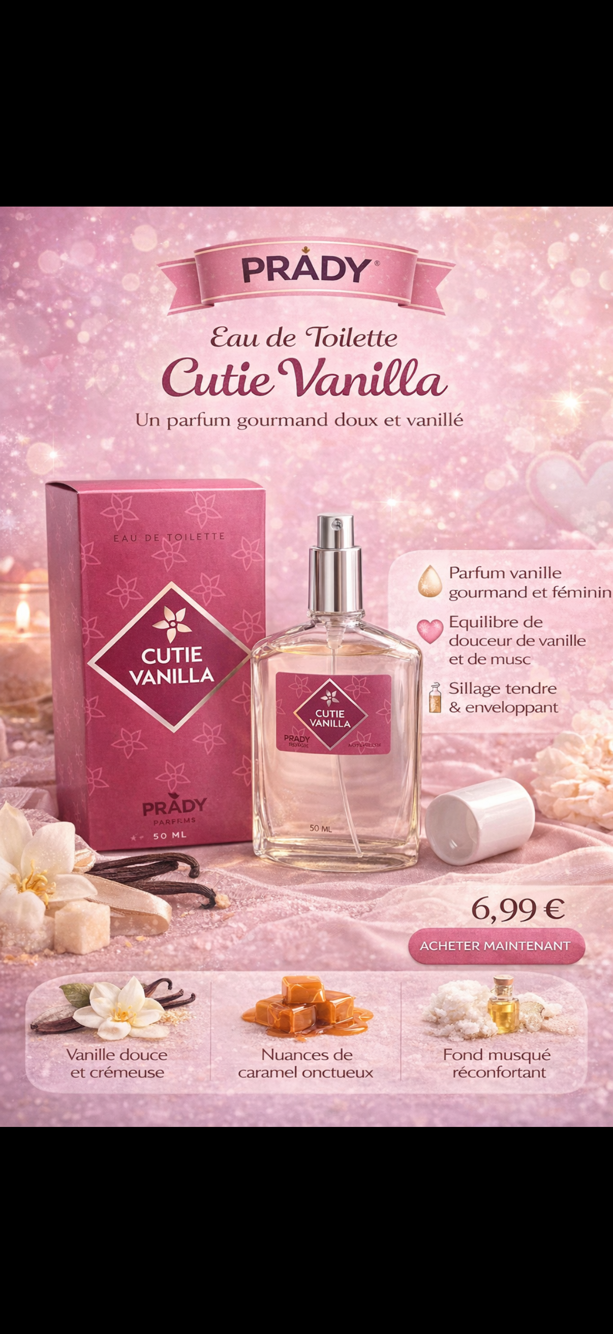 Eau de Toilette Vanille Gourmande – Cutie Vanilla – PRADY 50 ml